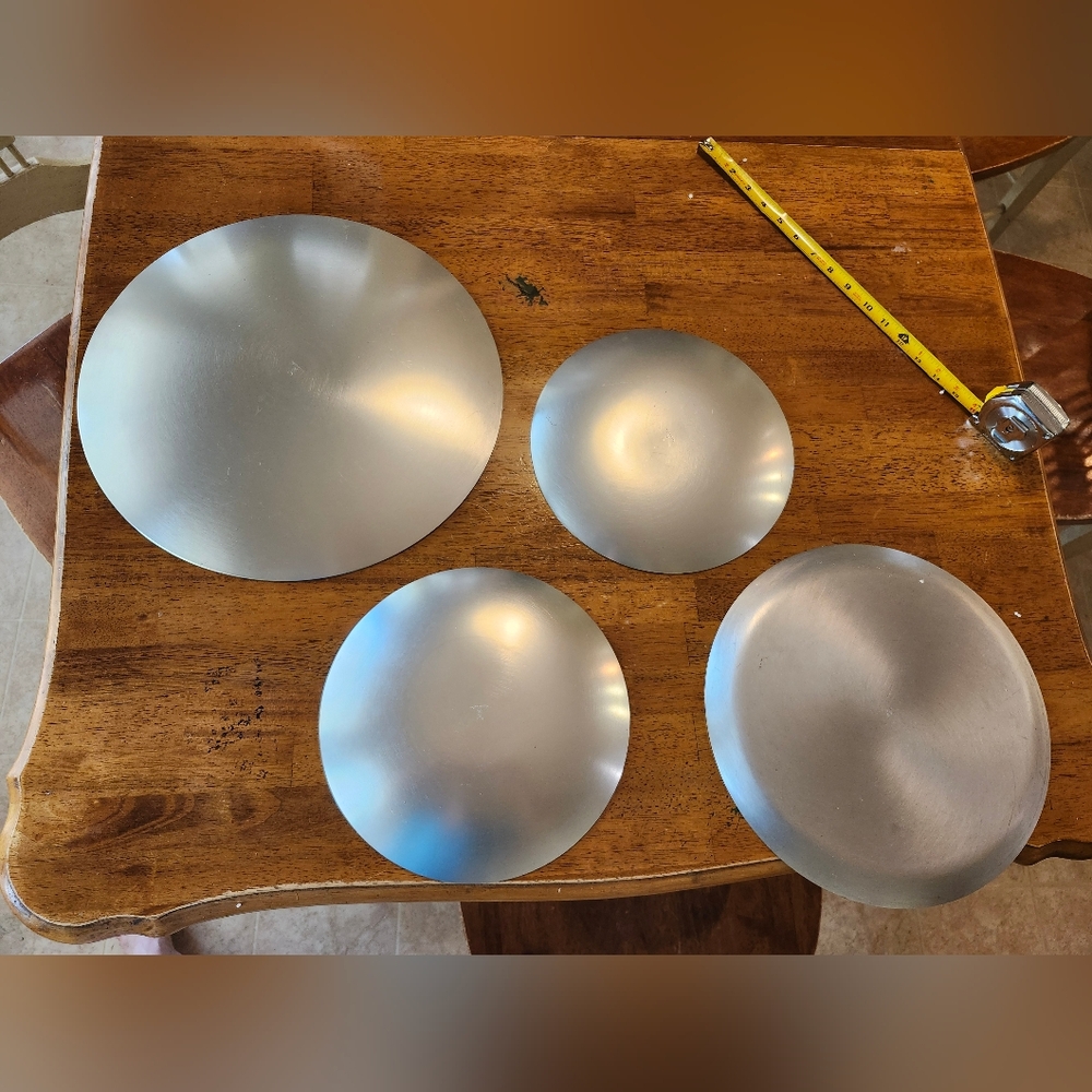 Kensington Aluminum ware Lot Of 4 Round Serving Platter Tray Vintage  Art Deco